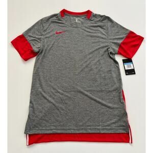 Nike Men's Gray/Red Team Player Short Sleeve CI4545-034 Size M NWT